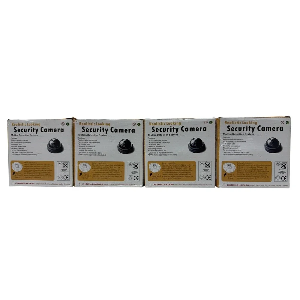 Lot of 4 Dummy Security Cameras Motion Sensor Activation Light Fake Surveillance